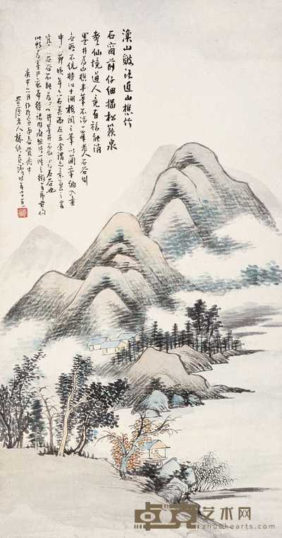 林纾 溪山雾霭 立轴 86×30cm